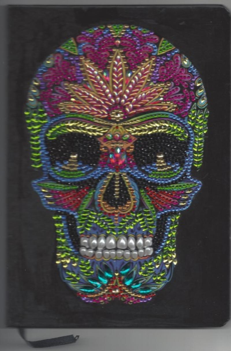 Image for HAND BEADED NOTEBOOK ~ GRINNING SKULL ~ Blank Book