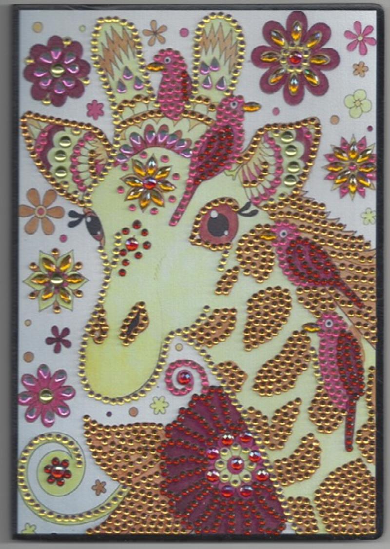 Image for HAND BEADED NOTEBOOK ~ SWEET GIRAFFE AND FRIENDS ~ Blank Book